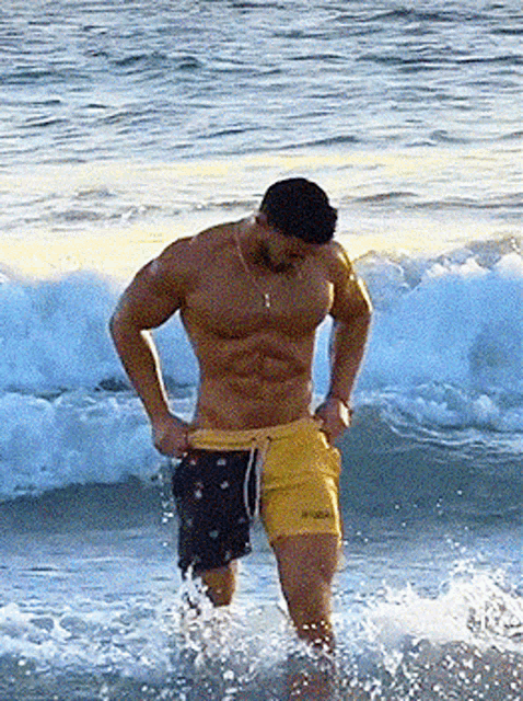 bodybuilder on the beach