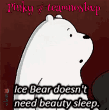 pinky no sleep ice bear beauty sleep no need to sleep