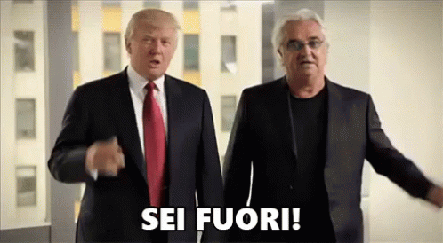 Giffetteria Sei Fuori Flavio Briatore Donald Trump The Apprentice GIF - You Re Fired Get Out Sei Foori GIFs