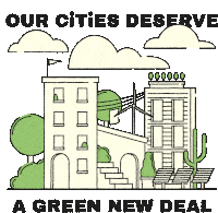 Our Cities Deserve A Green New Deal Alexandria Ocasio Cortez Sticker - Our Cities Deserve A Green New Deal Alexandria Ocasio Cortez Aoc Stickers