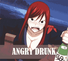 fairy tail angry drunk scream fire