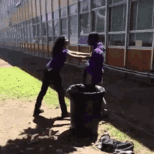 Haha Throw The Garbage Can GIF - Haha Throw The Garbage Can Fight GIFs