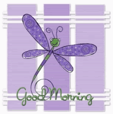 good morning greeting sparkle dragonfly