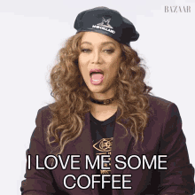 I Love Me Some Coffee Tyra Banks GIF - I Love Me Some Coffee Tyra Banks Harpers Bazaar GIFs