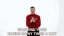 Washing Your Hands Many Times A Day Simon Pryce GIF - Washing Your Hands Many Times A Day Simon Pryce Red Wiggle GIFs