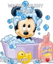 Bubble Bath Mickey Mouse GIF - Bubble Bath Mickey Mouse Bath Time GIFs