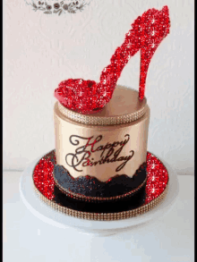 Happy Birthday Glitter GIF - Happy Birthday Glitter Red Shoe GIFs