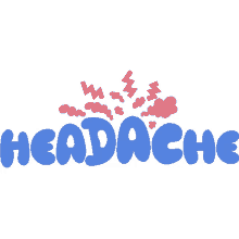 headache red and pink stressed lines above headache in blue bubble letters my head hurts stressed frustrated
