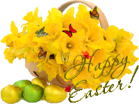 Happy Easter Greeting Sticker - Happy Easter Greeting Yellow Flower Stickers
