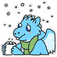 pyonium drink cute blue dragon
