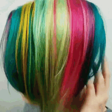 Rainbow Hair Undercut GIF - Colored Hair Rainbow Undercut GIFs