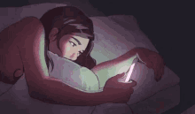 In Bed On Phone GIF.