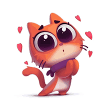red cat cute kitty kitten heart