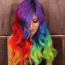 Rainbow Hair GIF - Colored Hair Rainbow Hair Colorful Hairl GIFs