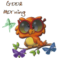 Good Morning Owl Sticker - Good Morning Owl Butterflies Stickers