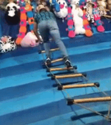 carnival ladder game flip over fall off fail so close