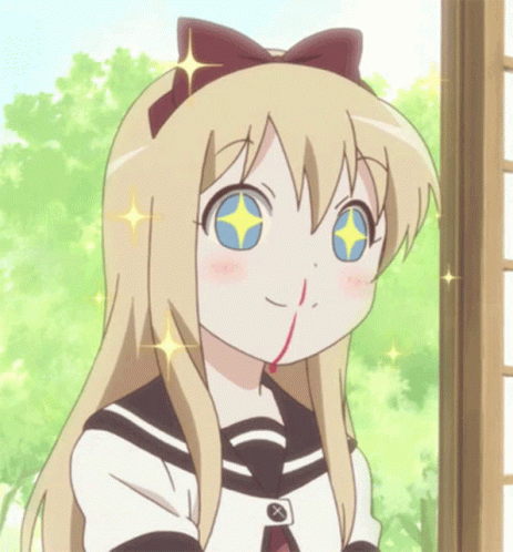 nosebleed,anime,cute,sparkling,excited,gif,animated gif,gifs,meme.