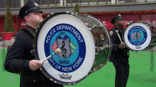 playing drums new york police department marching band macys thanksgiving day parade marching band drums