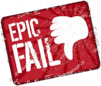 Epic Fail Thumbs Down Sticker - Epic Fail Fail Thumbs Down Stickers