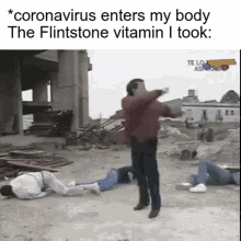Coronavirus Flintstone GIF - Coronavirus Flintstone Fight GIFs