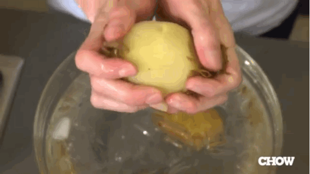 9. Just Pop Your Potatoes In An Ice Bath After Boiling And The Skin Will Slip Right Off! GIF - Potatoes Ice Bath GIFs