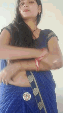 Blue Saree Rathodraj GIF - Blue Saree Rathodraj Hot Navel GIFs