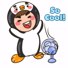 person penguin boy cute cool electronic fan