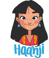 Approving Girl Says Haanji In Hindi Sticker - Dilliwali Head Shaking Happy Stickers