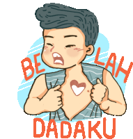 Distraught Lover Ripping His Shirt Cries Belah Dadaku In Indonesian Sticker - Heart Hole Empty Stickers