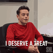 I Deserve A Treat Rami Malek GIF - I Deserve A Treat Rami Malek Saturday Night Live GIFs
