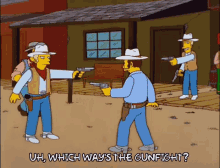 The Simpsons Clueless GIF - The Simpsons Clueless Which Way Isthe Gunfight GIFs