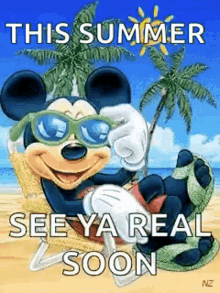 see you real soon good morning mickey mouse beach sunny