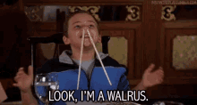Look I'M A Walrus GIF - Chinese Food Chop Sticks Walrus GIFs
