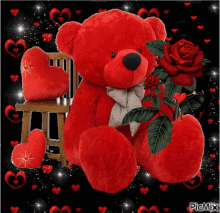 Teddy Bear Hearts GIF - Teddy Bear Hearts Rose GIFs