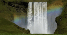 waterfall rainbow pretty nature water