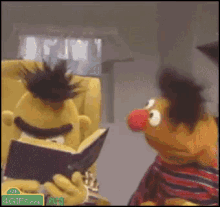 Bert And Ernie Reading GIF - Sesamestreet Books Scared GIFs