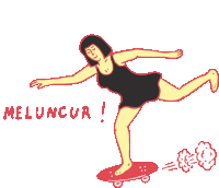 Skateboard Dancer With Text Meluncur In Indonesian Sticker - Lost In Paradise Skateboard Google Stickers