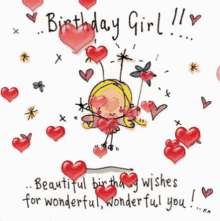 Happy Birthday Girl Hearts GIF - Happy Birthday Girl Hearts Birthday Card GIFs