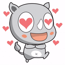 rhino animal cute love heart
