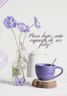 bom dia good morning flowers butterfly purple