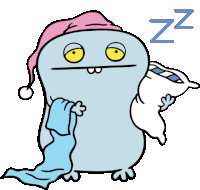 Babo Getting Ready For Bedtime Sticker - Ugly Dolls Bed Time Goodnight Stickers