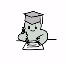animated cute student graduate pen and paper