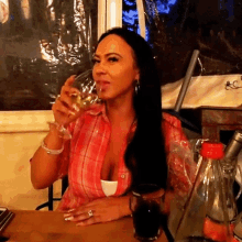 Drinking Wine Mariah Milano GIF - Drinking Wine Mariah Milano Dinner With Mariah GIFs