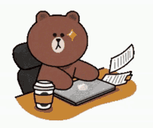 Enamorado- Brown Bear Typing Laptop GIFs
