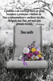 boa noite good night quote chair flowers