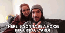 There Is Gonna Be A Horse In Our Backyard Horse In The Backyard GIF - There Is Gonna Be A Horse In Our Backyard Horse In The Backyard Surprise GIFs