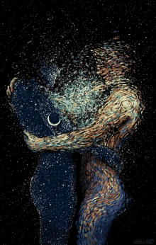 galaxy art hug couple
