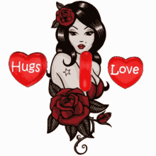 Hugs And Love Red Rose GIF - Hugs And Love Red Rose Hearts GIFs