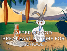 morning tired bugs bunny breakfast school