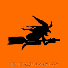 witch broomstick silhouette halloween up up and away